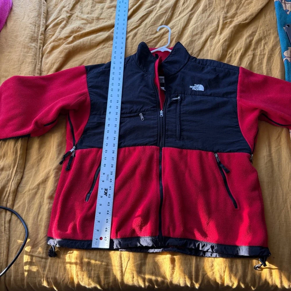 Vintage The North‎ Face Denali Fleece Jacket Mens XL Red Black Colorblock Zip